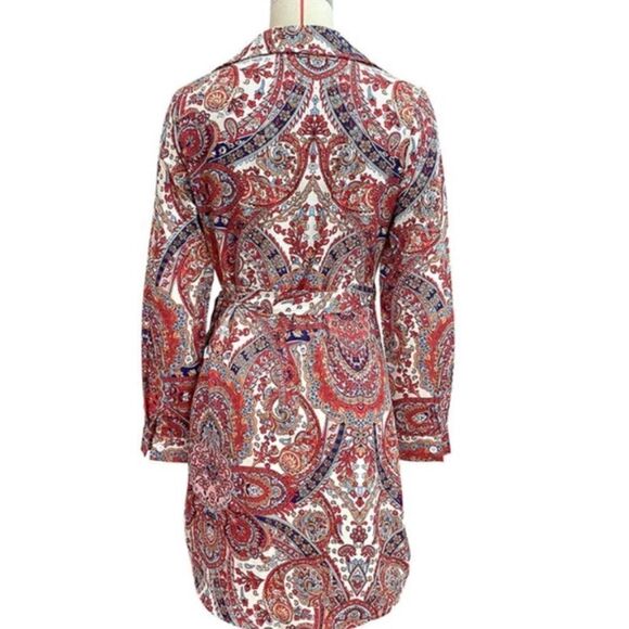 Collared All Over Print Tie-Waist Wrap Dress - Picture 9 of 10